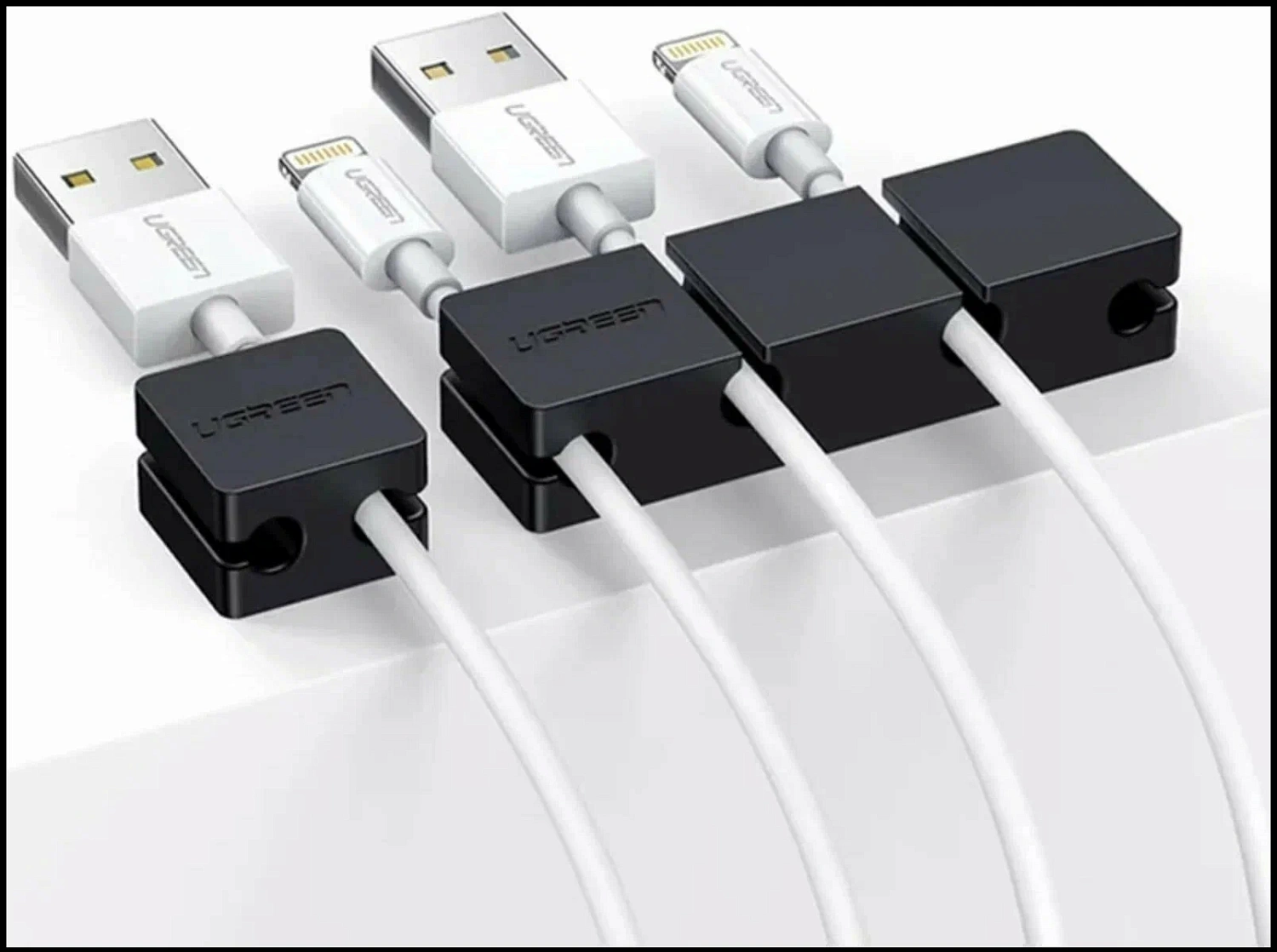 70585 Органайзер для кабеля UGREEN LP208, 3+1 комбинация, 6 слотов для кабелей, Black